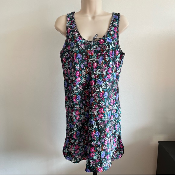 Satin Slip Dress Black‎ Floral Nightgown - Picture 7 of 7